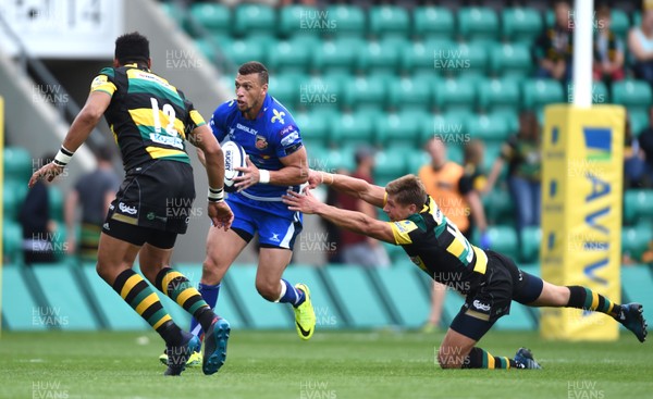 120817 - Northampton Saints v Dragons Rugby - Preseason Friendly - Zane Kirchner of Dragons looks for a way through