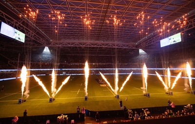 240525 - Northampton Saints v Union Bordeaux-Begles, EPCR Champions Cup Final - Prematch lightshow and pyrotechnics