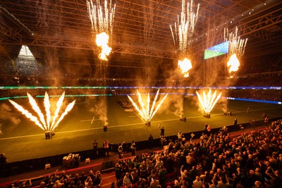 240525 - Northampton Saints v Union Bordeaux-Begles, EPCR Champions Cup Final - Prematch lightshow and pyrotechnics