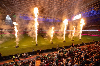 240525 - Northampton Saints v Union Bordeaux-Begles, EPCR Champions Cup Final - Prematch lightshow and pyrotechnics