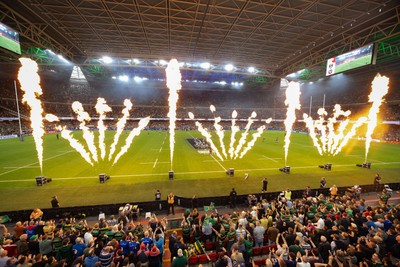 240525 - Northampton Saints v Union Bordeaux-Begles, EPCR Champions Cup Final - Prematch lightshow and pyrotechnics