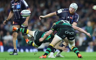 240525 - Northampton Saints v Union Bordeaux-Begles, EPCR Champions Cup Final - Maxime Lamothe of Union Bordeaux-Begles offloads