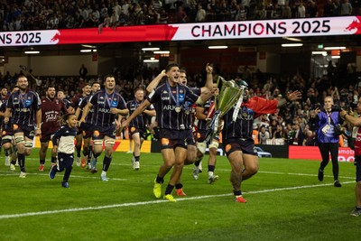 240525 - Northampton Saints v Union Bordeaux-Begles, EPCR Champions Cup Final - Union Bordeaux-Begles celebrate as they lift the Investec Champions Cup