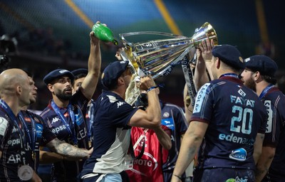 240525 - Northampton Saints v Union Bordeaux-Begles, EPCR Champions Cup Final - Union Bordeaux-Begles celebrate as they lift the Investec Champions Cup