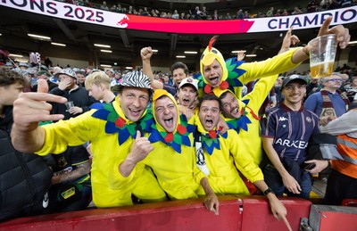 240525 - Northampton Saints v Union Bordeaux-Begles, EPCR Champions Cup Final - Union Bordeaux-Begles fans celebrate as they win the Investec Champions Cup