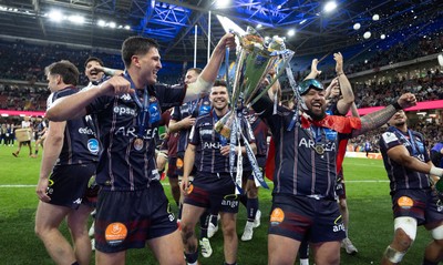240525 - Northampton Saints v Union Bordeaux-Begles, EPCR Champions Cup Final - Union Bordeaux-Begles players celebrate as they win the Investec Champions Cup