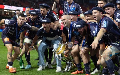 240525 - Northampton Saints v Union Bordeaux-Begles, EPCR Champions Cup Final - Union Bordeaux-Begles celebrate with the trophy
