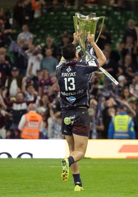 240525 - Northampton Saints v Union Bordeaux-Begles, EPCR Champions Cup Final - Nicols Depoortere of Union Bordeaux-Begles celebrates with the trophy