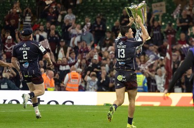 240525 - Northampton Saints v Union Bordeaux-Begles, EPCR Champions Cup Final - Nicols Depoortere of Union Bordeaux-Begles celebrates with the trophy