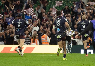 240525 - Northampton Saints v Union Bordeaux-Begles, EPCR Champions Cup Final - Nicols Depoortere of Union Bordeaux-Begles celebrates with the trophy