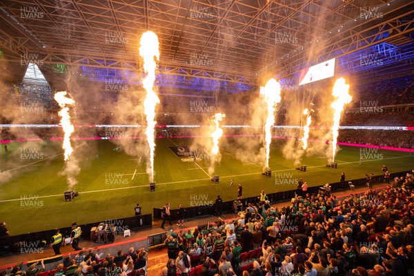 240525 - Northampton Saints v Union Bordeaux-Begles, EPCR Champions Cup Final - Prematch lightshow and pyrotechnics
