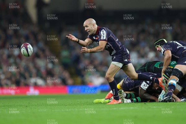 240525 - Northampton Saints v Union Bordeaux-Begles, EPCR Champions Cup Final - Maxime Lucu of Union Bordeaux-Begles feeds the ball out
