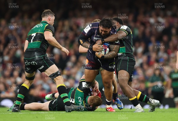 240525 - Northampton Saints v Union Bordeaux-Begles, EPCR Champions Cup Final - Ben Tameifuna of Union Bordeaux-Begles is held
