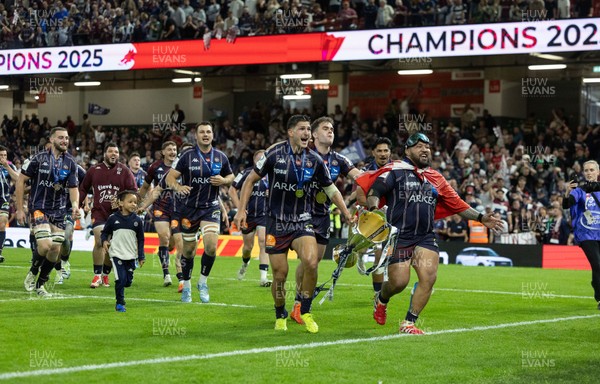 240525 - Northampton Saints v Union Bordeaux-Begles, EPCR Champions Cup Final - Union Bordeaux-Begles celebrate as they lift the Investec Champions Cup