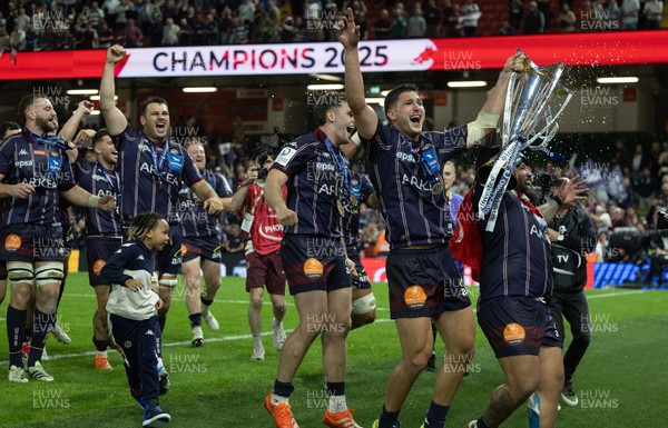 240525 - Northampton Saints v Union Bordeaux-Begles, EPCR Champions Cup Final - Union Bordeaux-Begles celebrate as they lift the Investec Champions Cup