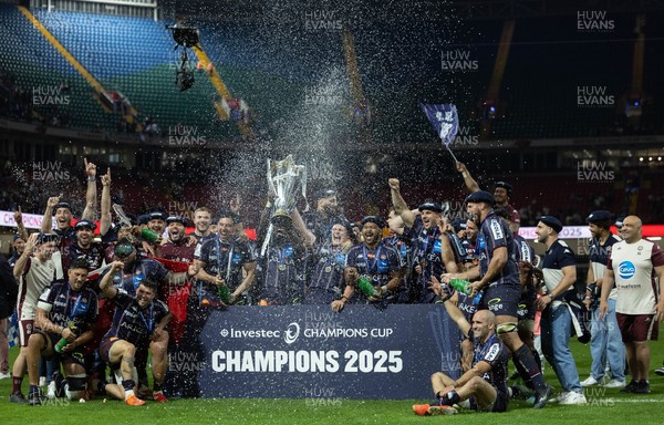 240525 - Northampton Saints v Union Bordeaux-Begles, EPCR Champions Cup Final - Union Bordeaux-Begles celebrate as they lift the Investec Champions Cup