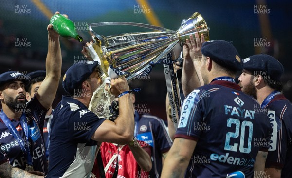 240525 - Northampton Saints v Union Bordeaux-Begles, EPCR Champions Cup Final - Union Bordeaux-Begles celebrate as they lift the Investec Champions Cup