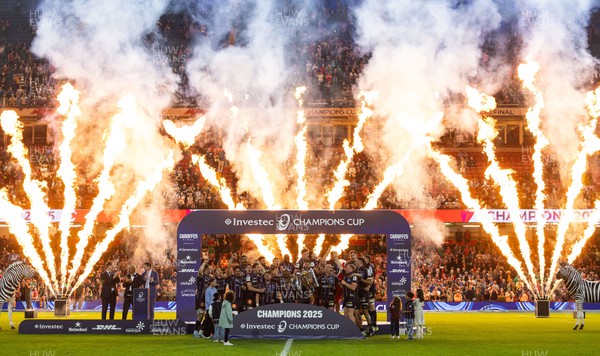 240525 - Northampton Saints v Union Bordeaux-Begles, EPCR Champions Cup Final - Union Bordeaux-Begles celebrate as they lift the Investec Champions Cup