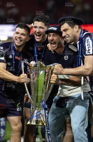 240525 - Northampton Saints v Union Bordeaux-Begles, EPCR Champions Cup Final - Union Bordeaux-Begles celebrate with the trophy