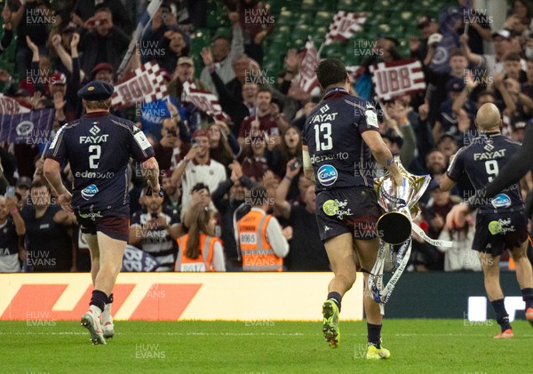 240525 - Northampton Saints v Union Bordeaux-Begles, EPCR Champions Cup Final - Nicols Depoortere of Union Bordeaux-Begles celebrates with the trophy