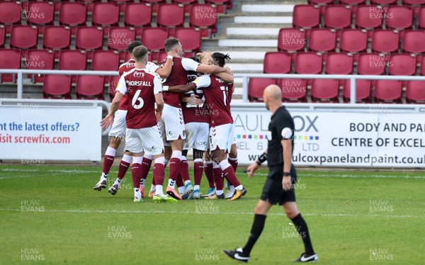 050920 - Northampton Town v Cardiff City - Carabao Cup First Round South - Northampton Town players celebrate Ryan Watson of Northampton Town goal