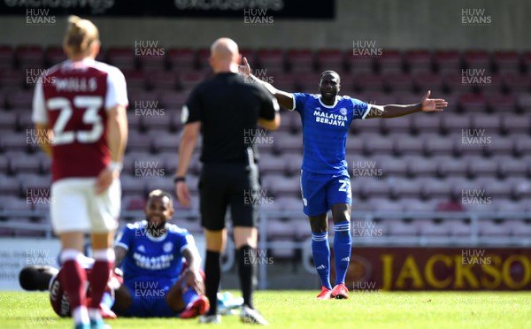 050920 - Northampton Town v Cardiff City - Carabao Cup First Round South - Sol Bamba of Cardiff City reacts