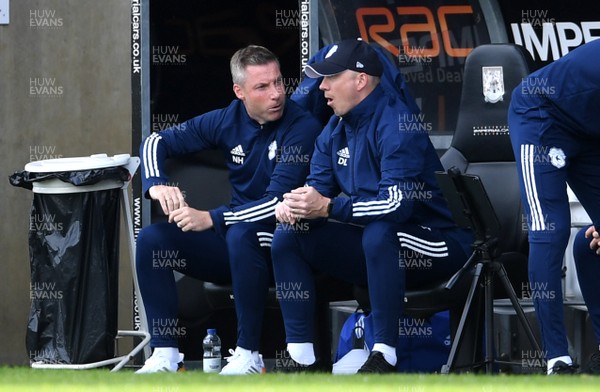 050920 - Northampton Town v Cardiff City - Carabao Cup First Round South - Cardiff City manager Neil Harris and assistant David Livermore