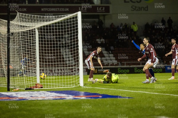 221125 - Northampton Town v Cardiff City - Sky Bet League 1 - Ethan Wheatley of Northampton scores an own goal to make the score 1-2 to Cardiff