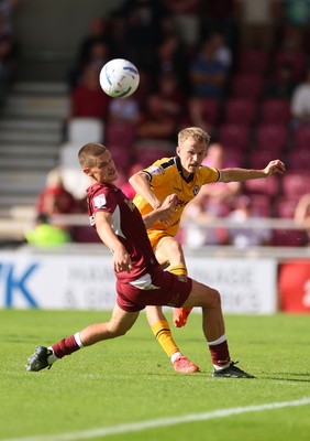 050926 - Northampton Town v Newport County, EFL Sky Bet League 2 - Matty Jacob of Newport County plays the ball past Joe Wormleighton of Northampton Town