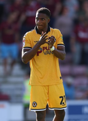 050926 - Northampton Town v Newport County, EFL Sky Bet League 2 - Tanatswa Nyakuhwa of Newport County applauds the fans at the end of the match