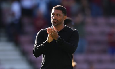 050926 - Northampton Town v Newport County, EFL Sky Bet League 2 - Newport County head coach Hayden Mullins applauds the fans at the end of the match