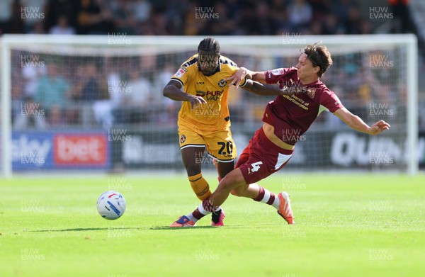 050926 - Northampton Town v Newport County, EFL Sky Bet League 2 - Yahya Bamba of Newport County takes on Joseph O'Brien-Whitmarsh of Northampton Town
