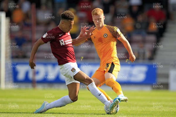 140919 - Northampton Town v Newport County, Sky Bet League 2 - Ryan Haynes of Newport County (right) in action with Shaun McWilliams of Northampton Town