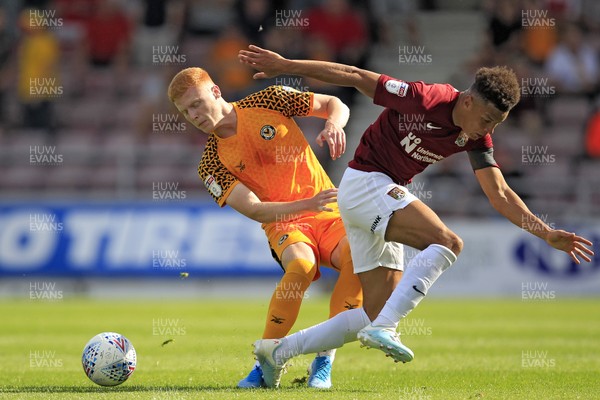 140919 - Northampton Town v Newport County, Sky Bet League 2 - Ryan Haynes of Newport County (left) in action with Shaun McWilliams of Northampton Town