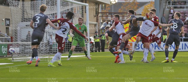 291022 - Northampton Town v Newport County - Sky Bet League 2 - Priestley Farquharson of Newport County heads wide
