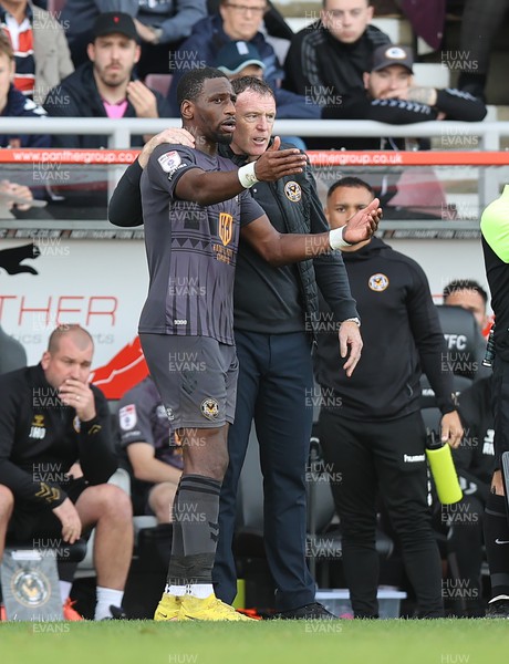 291022 - Northampton Town v Newport County - Sky Bet League 2 - Omar Bogle not happy at being subbed in 2nd half by Manager Graham Coughlan of Newport County