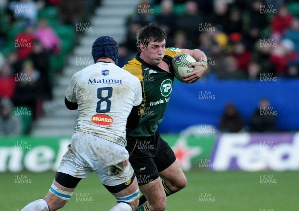 18.12.11 Northampton Saints v Castres  - Heineken Cup - Northampton's Tom Wood takes on Castres' Jan Bornman 