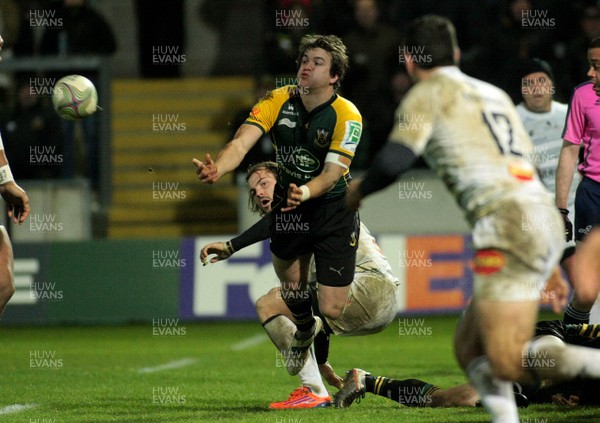 18.12.11 Northampton Saints v Castres  - Heineken Cup - Northampton's Lee Dickson launches a pass out wide 