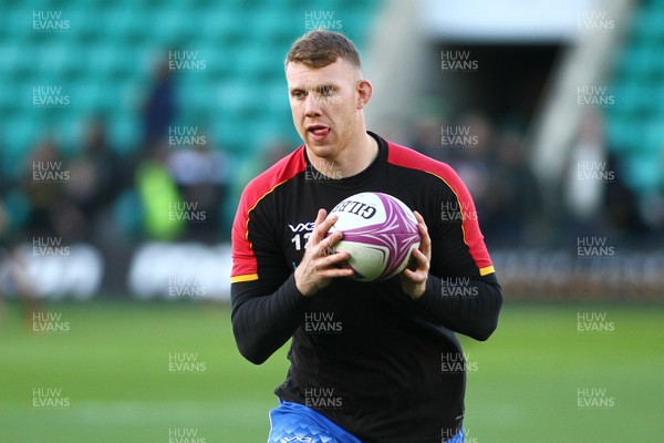 081218 Northampton Saints v Dragons - European Rugby Challenge Cup - Jack Dixon of The Dragons warms up before his 100th game