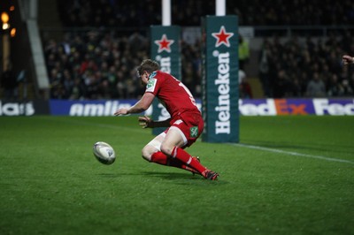 18.11.11 - Northampton Saints v Scarlets - Heineken Cup Rhys Priestland scores Scarlets fourth try 