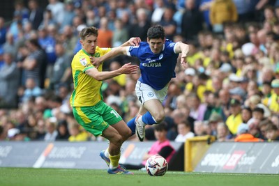030525 - Norwich City v Cardiff City - Sky Bet Championship - Callum O'Dowda of Cardiff City runs at Ruairi McConville of Norwich City