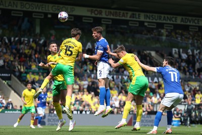 030525 - Norwich City v Cardiff City - Sky Bet Championship - William Fish of Cardiff City heads towards goal 