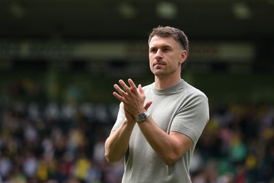 030525 - Norwich City v Cardiff City - Sky Bet Championship - Cardiff City Interim First Team Manager Aaron Ramsey applauds the fans at the final whistle 