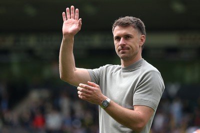 030525 - Norwich City v Cardiff City - Sky Bet Championship - Cardiff City Interim First Team Manager Aaron Ramsey applauds the fans at the final whistle 