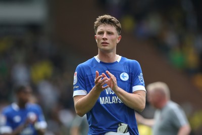 030525 - Norwich City v Cardiff City - Sky Bet Championship - William Fish of Cardiff City applauds the fans at the final whistle 