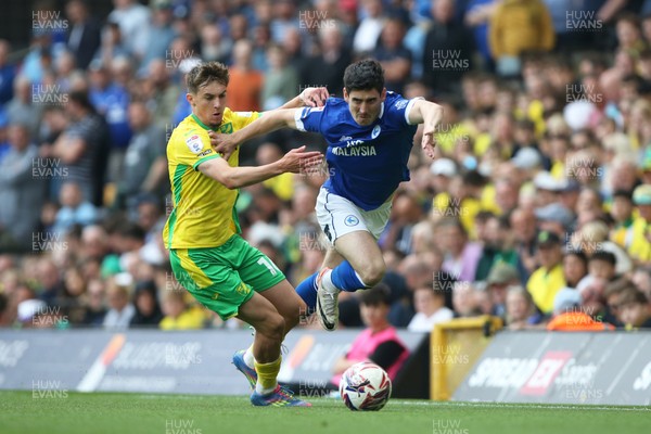 030525 - Norwich City v Cardiff City - Sky Bet Championship - Callum O'Dowda of Cardiff City runs at Ruairi McConville of Norwich City