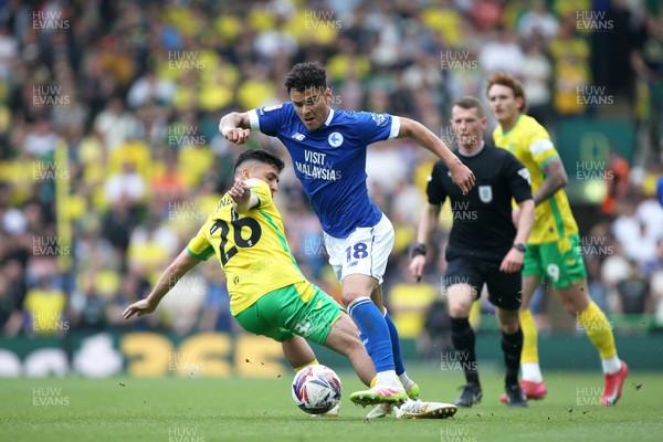030525 - Norwich City v Cardiff City - Sky Bet Championship - Alex Robertson of Cardiff City dribbles past Marcelino Nunez of Norwich City