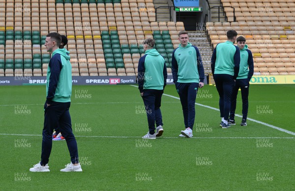 170224 - Norwich City v Cardiff City - Sky Bet Championship - Cardiff City players on the pitch before the game