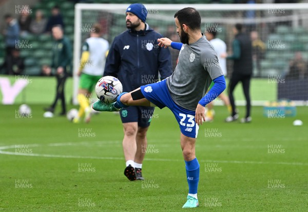 170224 - Norwich City v Cardiff City - Sky Bet Championship - Manolis Siopis of Cardiff City warming up