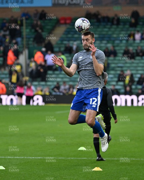 170224 - Norwich City v Cardiff City - Sky Bet Championship - Nathaniel Phillips of Cardiff City warming up